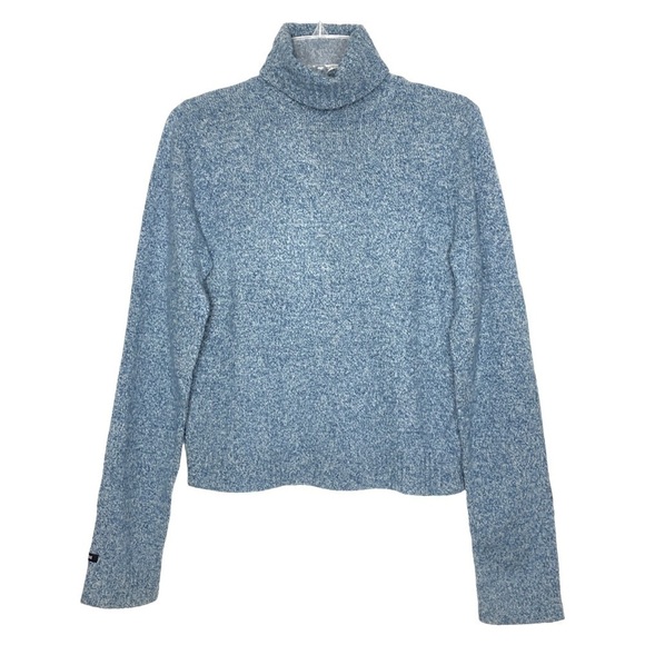 Abercrombie & FITCH 100% Lambswool Blue & White Turtleneck Sweater - Size Large - Picture 1 of 5